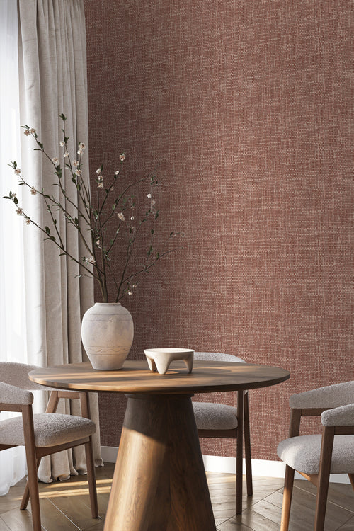 Origin Wallcoverings behang geweven linnenstructuur terracotta - 50 x 900 cm - 348050