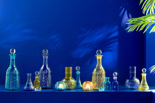 J-Line kaarshouder Tarifa Rond - glas - mix - 3 stuks