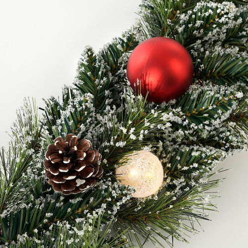 Black Box Trees Kaprun Kerstslinger - Kerst Slinger op Batterij en met Timerfunctie - Groen Frosted Rood - l180xd25cm
