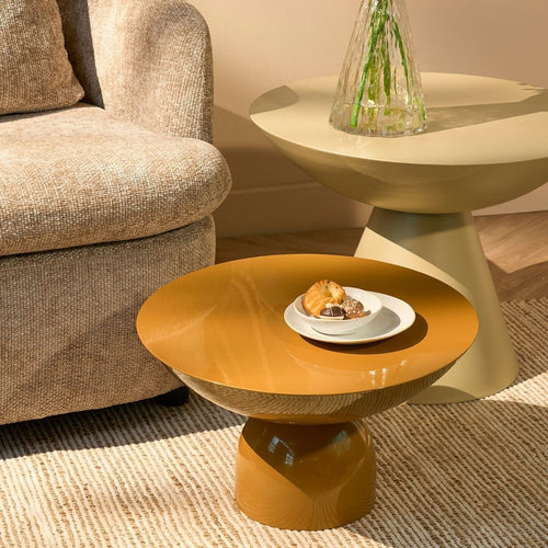 Mica Decorations Celise Bijzettafel - Ronde Plantentafel voor Binnen met Ruim Tafelblad - Koffietafel van Ijzer Stevig en Stabiel - Stijlvolle