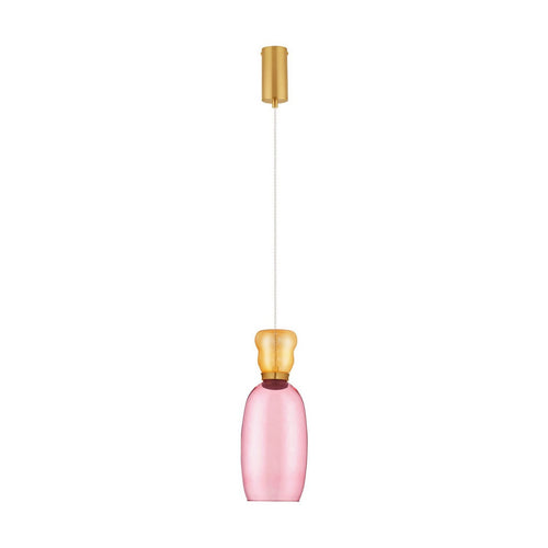 Nova Luce PLUMA Slanke hanglamp voor aan het plafond, glanzend geel, roze, goud, LED 5W 450lm 3000K