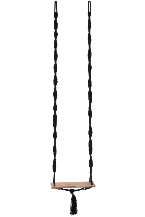 J-Line schommelstoel - katoen/alabasia hout - zwart - vtwonen shop