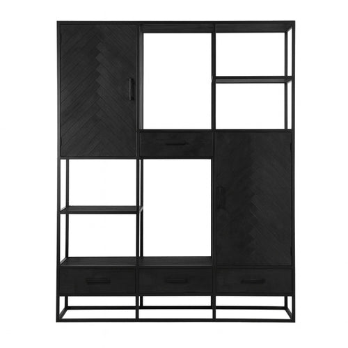 StarFurn Vakkenkast New York - Zwart Hout - 160x45x200cm - vtwonen shop