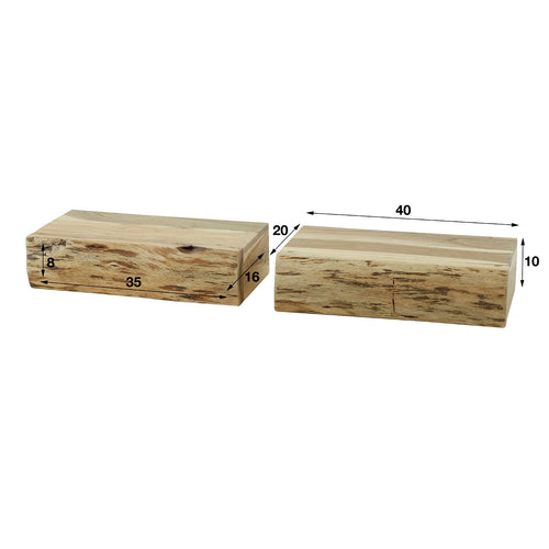 Giga Meubel Nachtkastje Tree L - Naturel - Set van 2 - 40x10x20cm - vtwonen shop