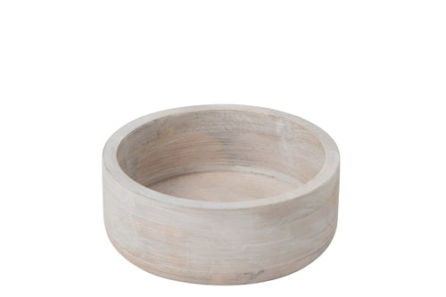 J-Line schaal Rond - hout - wit - medium