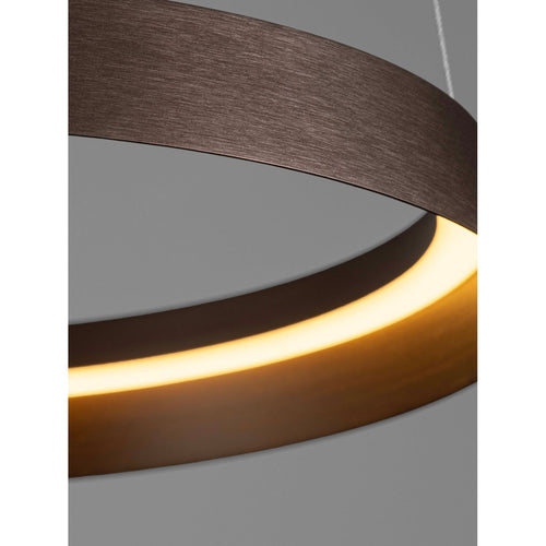 Nova Luce ORMI Geïntegreerde LED-hanglamp, geborsteld koffiekleurig, Triac dimbaar, 38W, 2564lm, 2700-3000-4000K kleurtemperatuur.