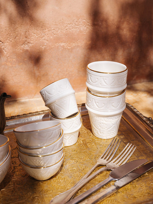 Chabi Chic Mok - Empreinte -wit/goud - keramiek - Ø 7 cm x H 9,5 cm (M) - vtwonen shop