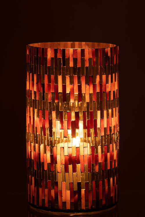 J-Line windlicht Chic - glas - bruin/goud - extra large