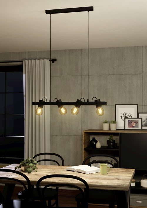 EGLO hanglamp Plimsoll - e27 - 77 cm - zwart - hout