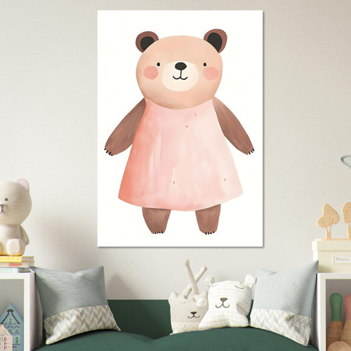 Artfulprints  Beer in roze jurk   poster A4 21x29.7 cm - vtwonen shop