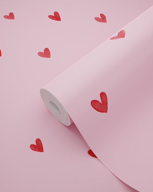 ESTAhome behang hartjes roze en rood - 50 x 900 cm - 131628 - vtwonen shop