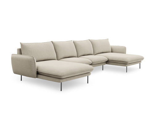Cosmopolitan Design Panoramische bank Vienna 6-zits, structurele stof, beige - 170x350x95cm