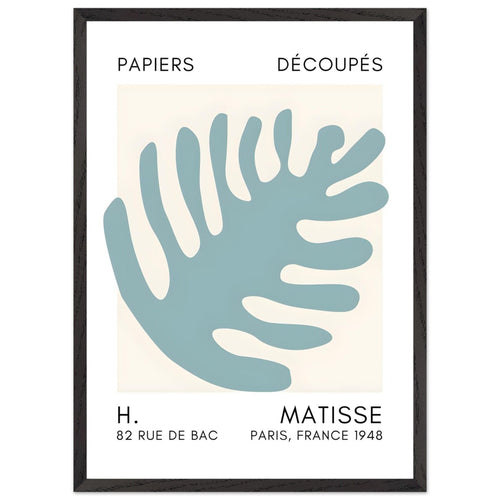Artfulprints Poster met Lijst Matisse – Coral bloom turquoise   - 50x70 cm - Turquoise