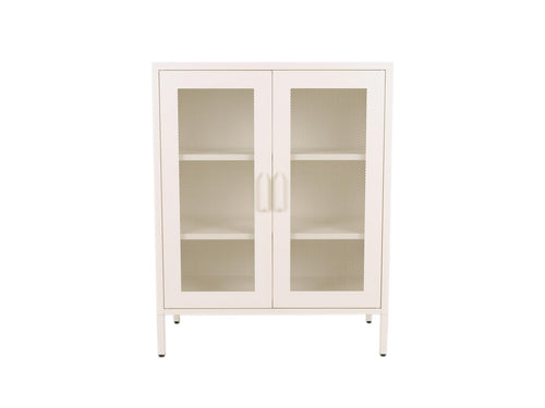 MaximaVida metalen locker vitrine kast Finn 102 x 80 x 40 cm ivoor - 2 schappen - vtwonen shop