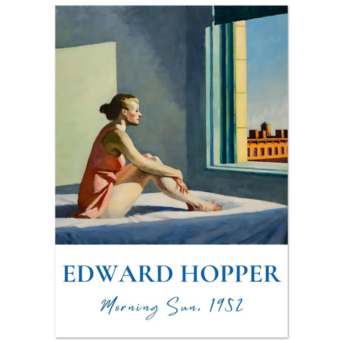 Artfulprints Poster Edward Hopper - Morning sun   - 70x100 cm - Blauw