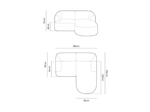 Cosmopolitan Design Modulaire hoekbank rechts Campi 3-zits, ribfluwelen mosgroen - 156x180x70cm
