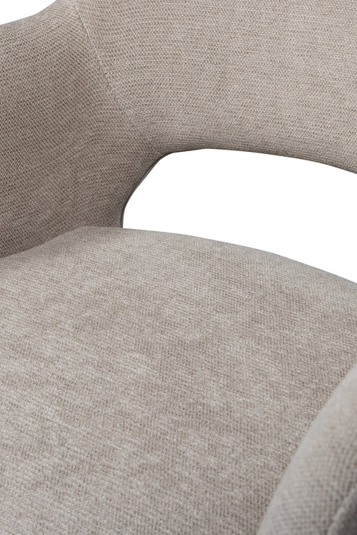 WOOOD eettafel Rhonda - Eiken - Naturel & eetkamerstoelen Jenny - Stof - Naturel - 75x129x129/80x58x58