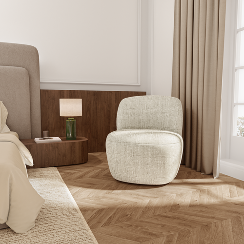 Premium Interiors - Draaibare fauteuil COMI - fluweel weefsel crème 65cm