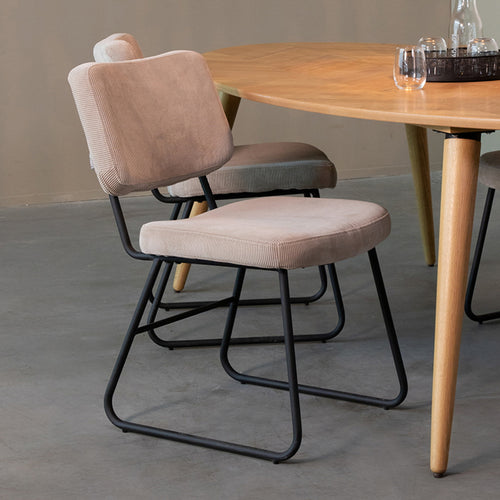 LABEL51 Eetkamerstoel Noah - Naturel Ribstof - Zithoogte 48cm - Set van 2 - vtwonen shop