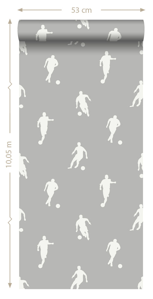 ESTAhome behang voetbalspelers grijs - 53 cm x 10.05 m - 128801