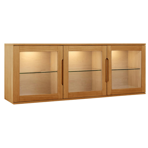 Furnhouse 3-deurs wandkast Kerteminde - Natuurlijk eikenhout - MDF, Eikenfineer, Glas - 37x160x60