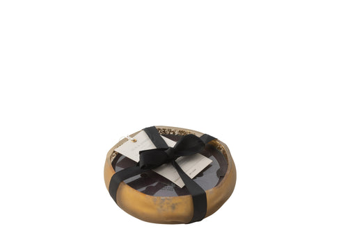 J-Line geurkaars M-Chic - Oud & Amber - glas - goud/zwart - small - 15U