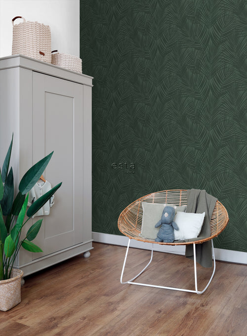 ESTAhome behang palmbladeren donkergroen - 53 cm x 10.05 m - 139303