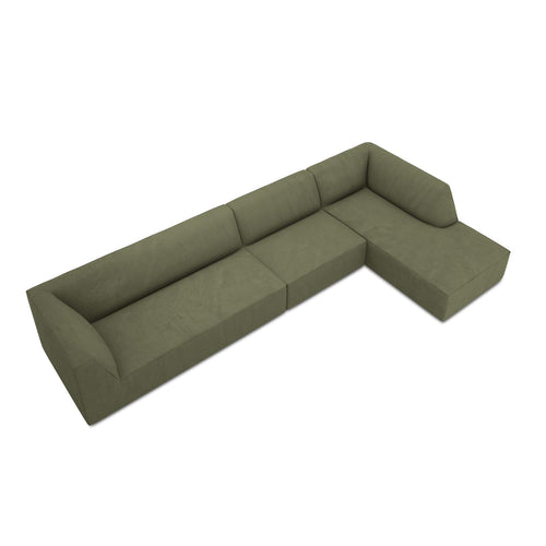 Cosmopolitan Design - Modulaire hoekbank rechts Siena 5-zits, ribfluwelen groente - 180x366x69cm