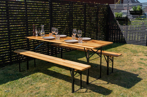 MaximaVida inklapbare picknicktafel Berlijn 200 x 70 cm 3-laags blanke lak - FSC hout - vtwonen shop