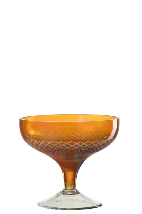 J-Line glas Voet Rond - glas  - oranje - 4 stuks