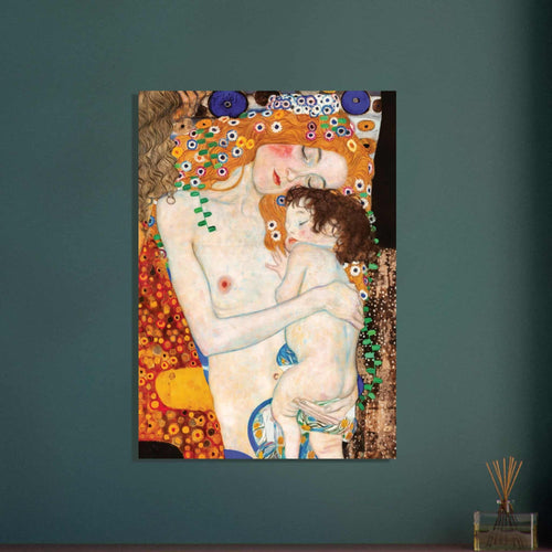 Artfulprints Poster met Lijst Gustav Klimt - The three ages of the woman   - A4 21x29.7 cm - Meerkleurig