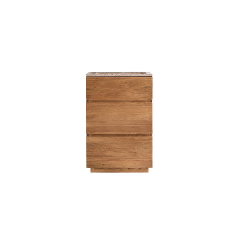Tikamoon Badkamermeubel van massief eiken en roze premium terrazzo 60 cm - Naturel