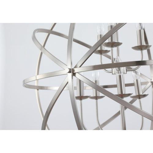 Searchlight Orbit 8-lichts bolvormige plafondhanger, satijnzilver metaal