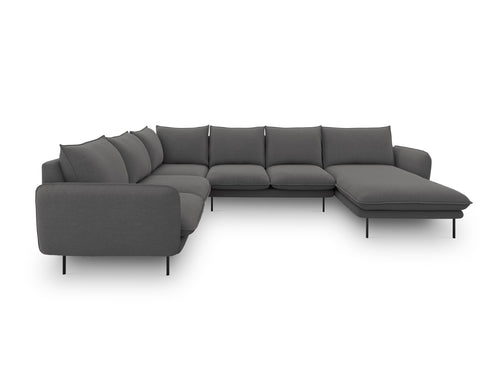 Cosmopolitan Design Panoramische hoekbank links Vienna 7-zits, structurele stof, donkergrijs - 235x330x95cm