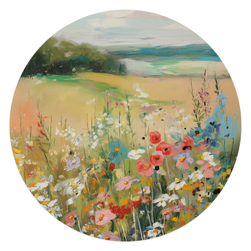 Reinders Zomers strand glasschilderij -  beige - woonkamer - Ø 70cm