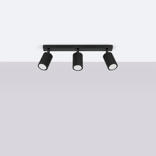 Sollux Lighting Plafondlamp KARBON 3L zwart - 45x6,5x16,5cm