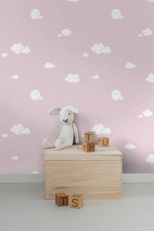 Sanders & Sanders behang wolkjes roze en wit - 53 cm x 10 m - 640558