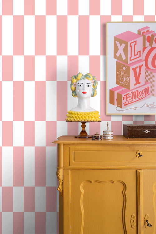 ESTAhome behang streep roze en wit - 50 x 900 cm - 130918