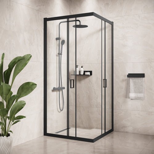 Badplaats Douchecabine Dakota 90 x 90 x 190 cm – Zwart – Douchewand met Schuifdeur