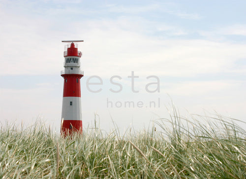 ESTAhome fotobehang vuurtoren rood, wit en groen - 372 x 270 cm - 156432 - vtwonen shop