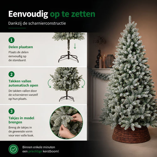Black Box Trees Nagoya Kerstboom Frosted met Scharnierconstructie - Kunstboom met Volle Uitstraling en 738 Takken - Kerstversiering voor Binnen - H150
