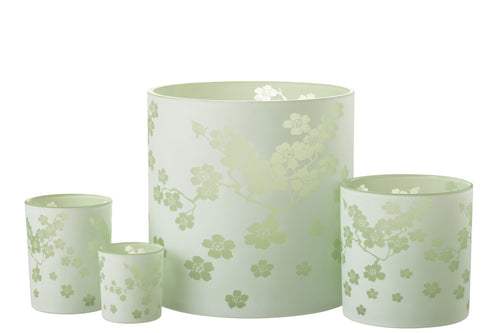 J-Line windlicht Bloemen -  glas - groen - extra large - vtwonen shop