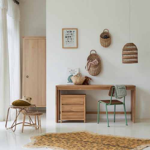 Tikamoon Kinderbureau van massief teak met opbergkastje - Naturel - vtwonen shop