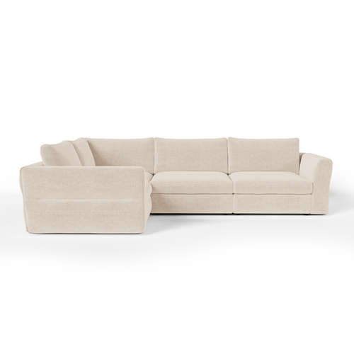 Sia Home - Modulaire hoekbanken links NEST - Zacht aanvoelende geweven stof - Beige - 307cm