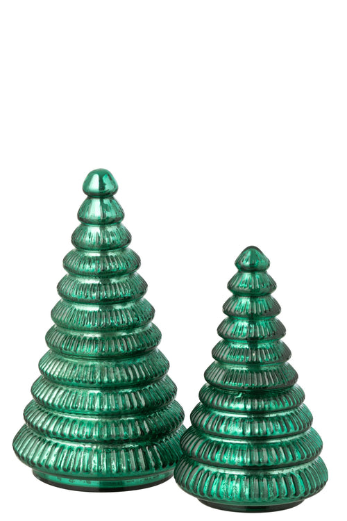 J-Line geurkaars Boom Geribbeld - glas - groen - large