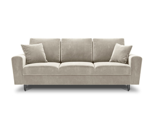 Cosmopolitan Design Slaapbank met opbergdoos Kyoto 3-zits, flueel, lichtbeige - 100x235x88cm