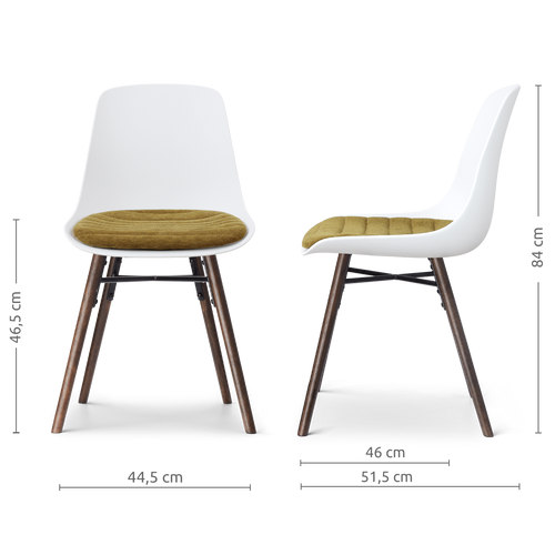 Nolon Nena-Liv eetkamerstoel wit met mosgroen zitkussen - walnoot houten onderstel