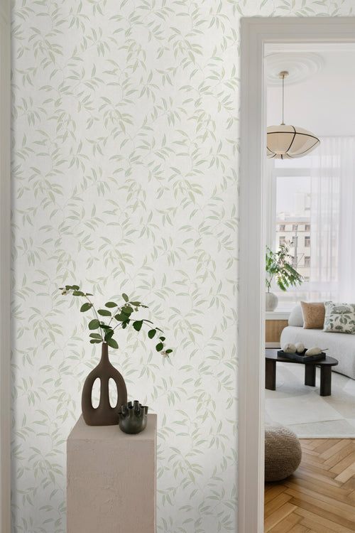 Sanders & Sanders behang bladeren vergrijsd groen - 53 cm x 10 m - 640235