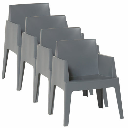 Garden Impressions tuinstoel Box antraciet - 4 stuks