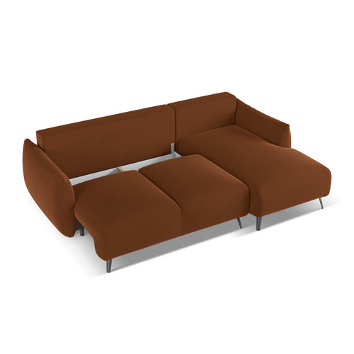 LaMiaSofa hoekbank rechts Genova - velours - terracotta - 242x162x86